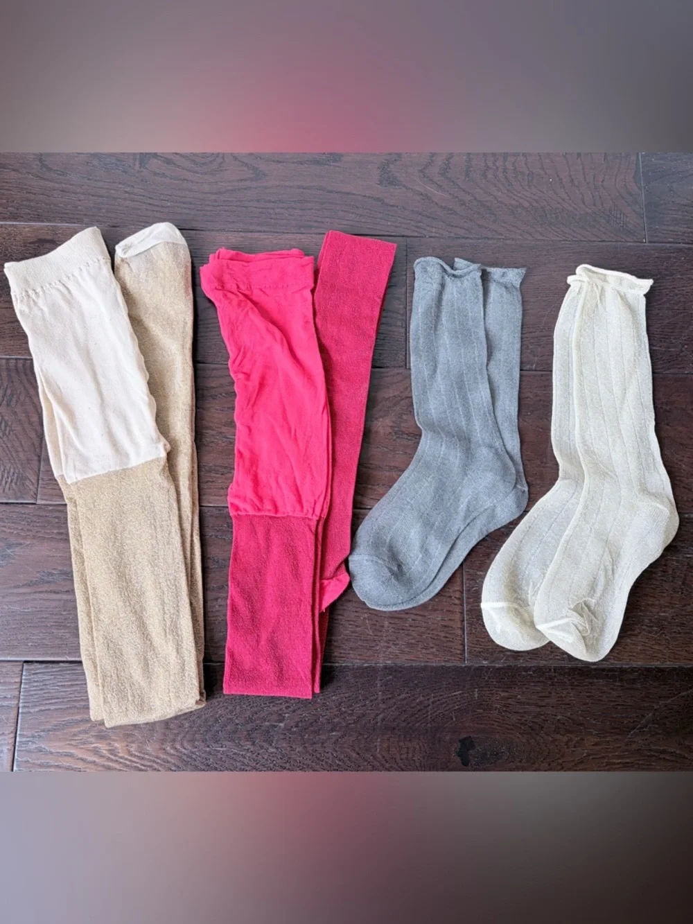 Girls 4-Piece Glitter Hosiery Bundle - 2 Socks, 2 Tights - Size 10-12